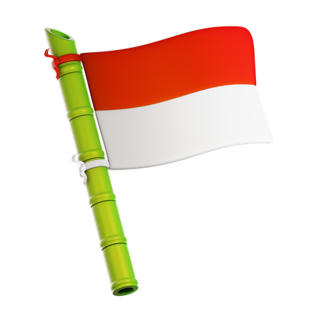Bamboo Indonesian Flag  3D Icon