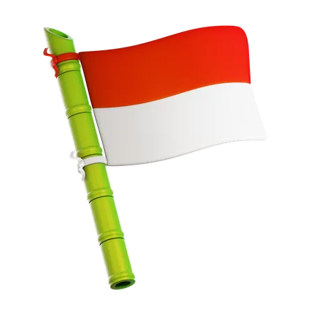 Bamboo Indonesian Flag  3D Icon