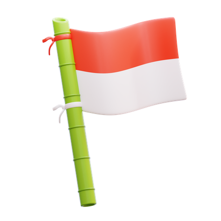 Bamboo Indonesian Flag  3D Icon