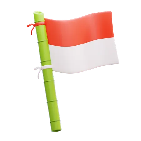 Bamboo Indonesian Flag  3D Icon