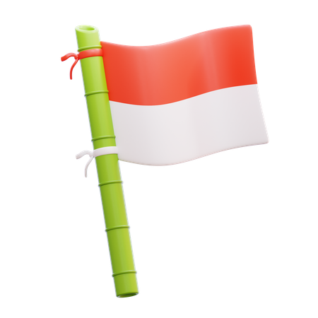 Bamboo Indonesian Flag  3D Icon