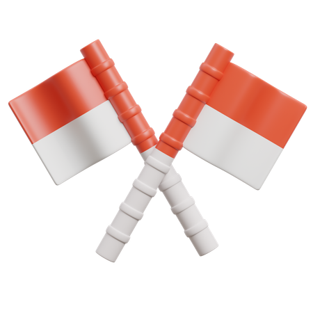 赤と白の竹  3D Icon