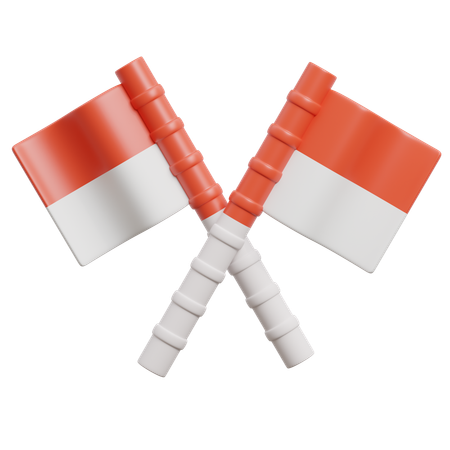 Bamboo merah putih  3D Icon