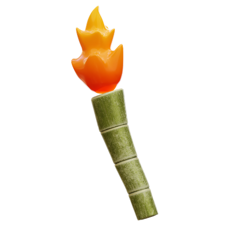 Bamboo Torch 3D Illustration
