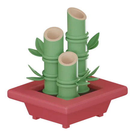Celebrate Chinese Culture With Lucky Bamboo Plant In Pot Ideal For Festive Decorations And Prosperity Symbols During Lunar New Year 3 D Render Illustration 3D Icon
