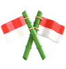 Indonesische Flagge aus Bambus