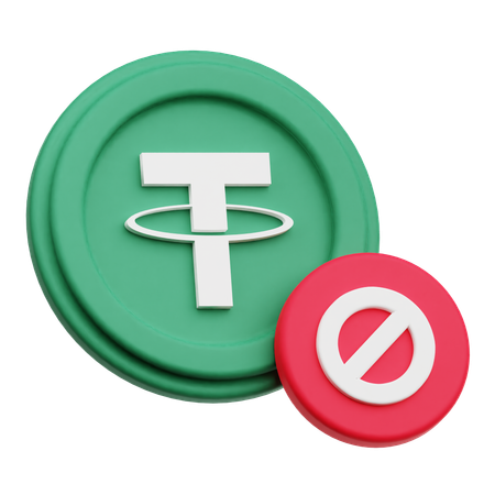 Ban on Tether Crypto Coin  3D Icon