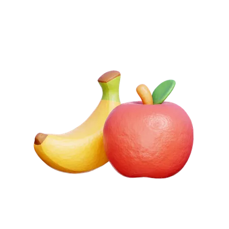 Banana e maçã  3D Icon