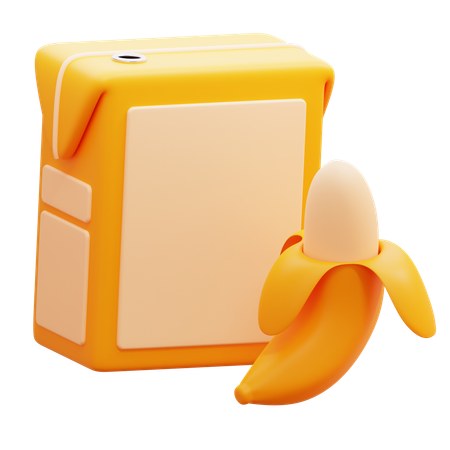 Banana Juice Box  3D Icon