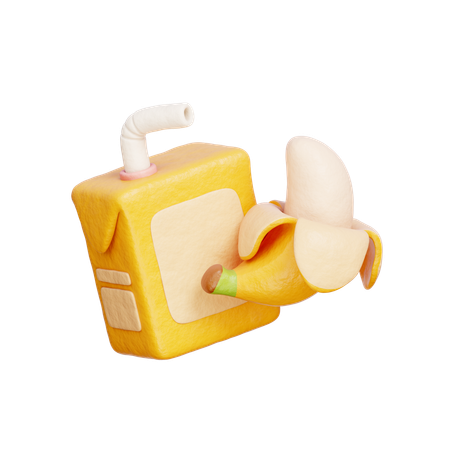 Banana Juice Box  3D Icon