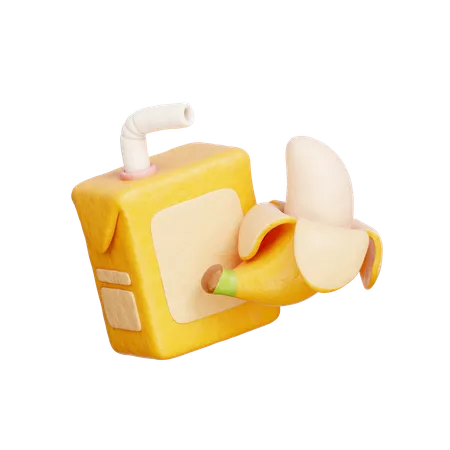 Banana Juice Box  3D Icon