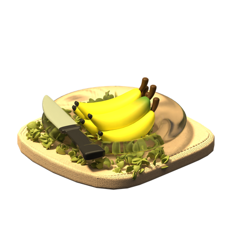 Banana no prato  3D Icon