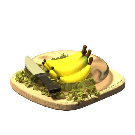 Banana no prato  3D Icon