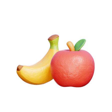 Banane et pomme  3D Icon