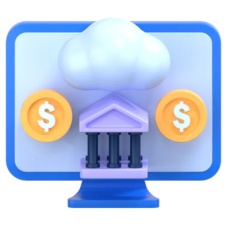 Banca en la nube  3D Icon