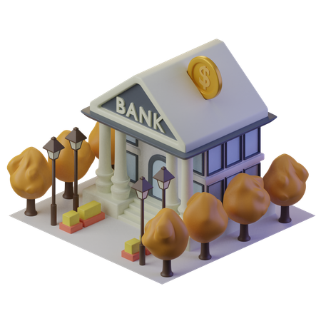 Edificio del banco  3D Illustration