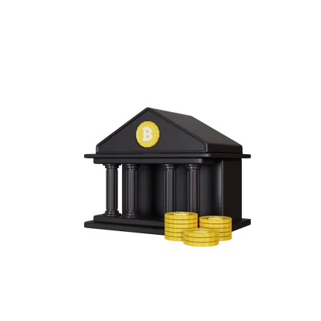 Banco bitcoin  3D Illustration