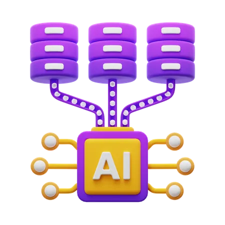 Banco de dados de processos de IA  3D Icon