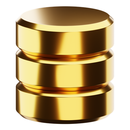 Banco de dados dourado  3D Icon