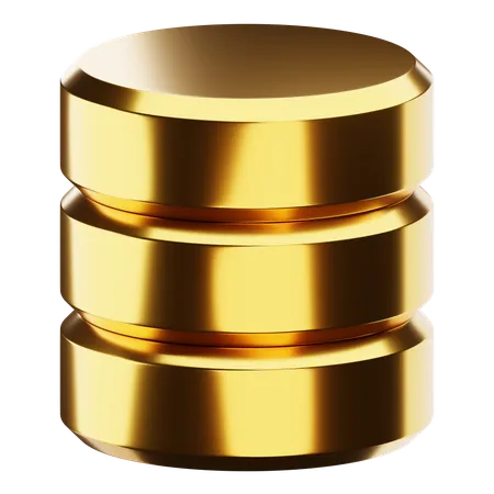 Banco de dados dourado  3D Icon