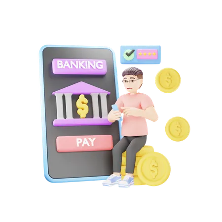 Banco Digital  3D Illustration