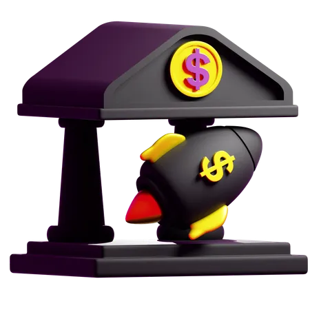 Banco e foguete  3D Icon