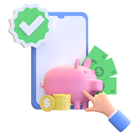 Banco móvil verificado  3D Icon