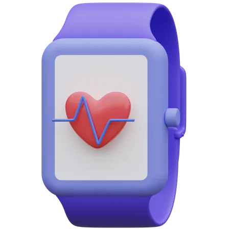 Frecuencia Cardiaca En La Ilustracion Del Icono 3 D De Smartwatch 3D Icon