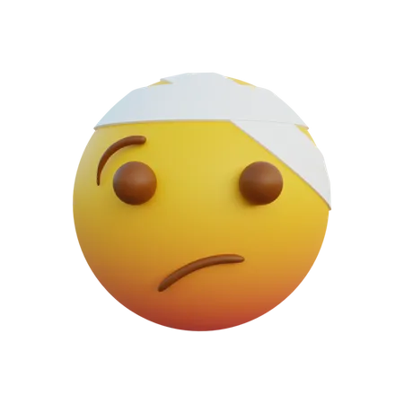 Rosto com bandagem na cabeça  3D Emoji