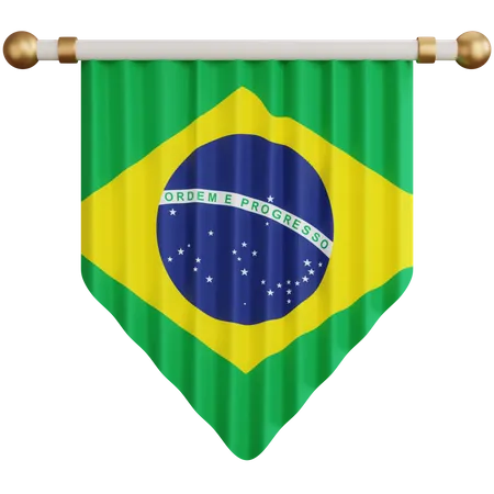 Ornamento De Renderizacao 3 D Bandeira Nacional Do Brasil Isolada 3D Icon