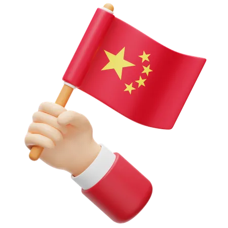 Bandeira da china na mão  3D Icon