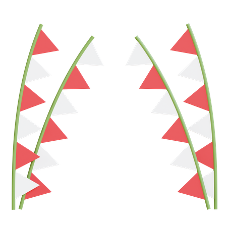Bandeira da Indonésia em bambu  3D Icon
