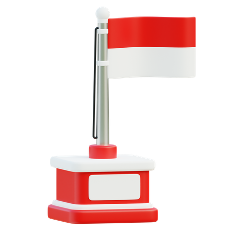 Bandeira da Indonésia em poste elegante  3D Icon