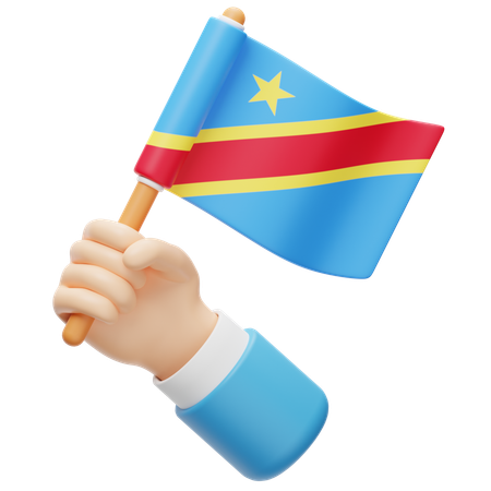 Bandeira da república democrática do congo na mão  3D Icon