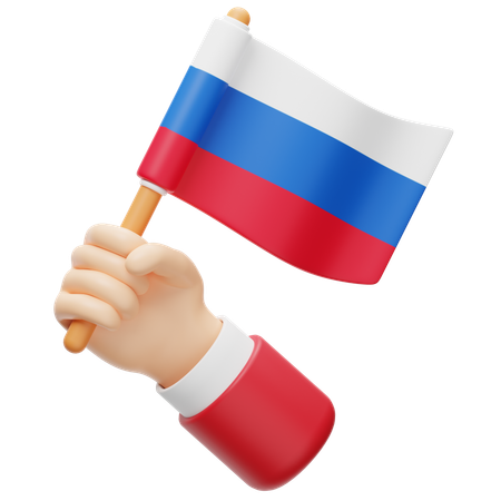 Bandeira da Rússia na mão  3D Icon