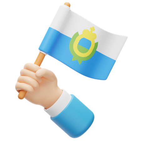 Bandeira de san marino na mão  3D Icon