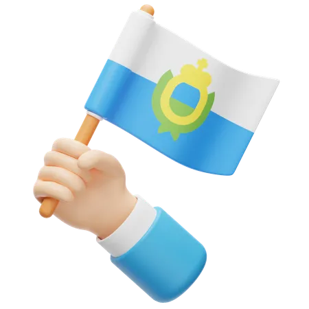 Bandeira de san marino na mão  3D Icon