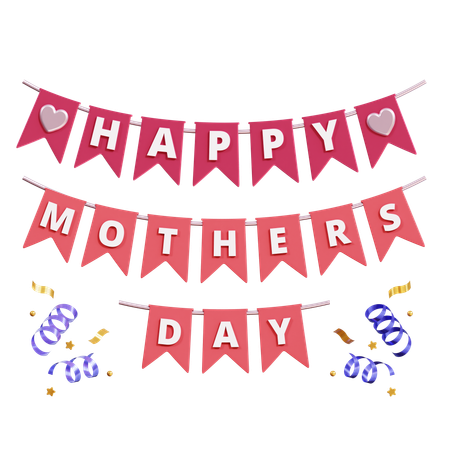 Bandeira decorativa do dia das mães  3D Icon