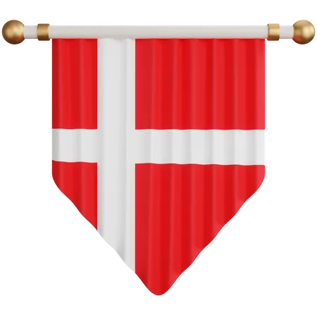 Ornamento De Renderizacao 3 D Bandeira Nacional Da Dinamarca Isolada 3D Icon