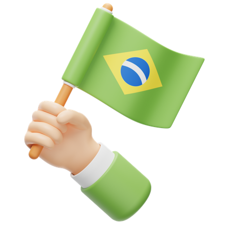 Bandeira do brasil na mão  3D Icon