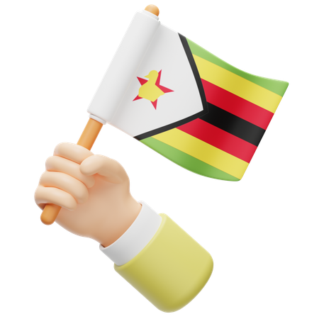 Bandeira do zimbabwe na mão  3D Icon