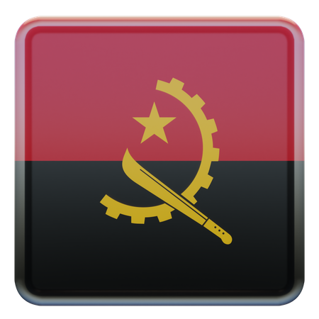 Bandeira Quadrada de Angola  3D Icon