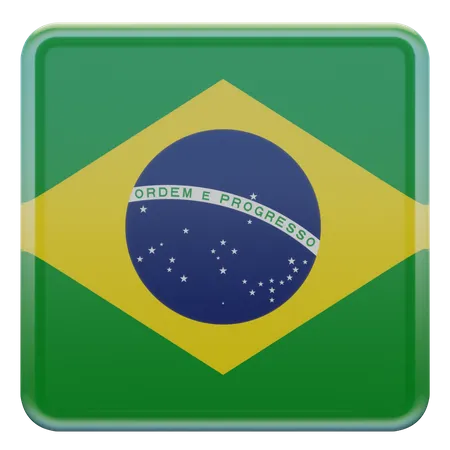 Bandeira Quadrada do Brasil  3D Icon