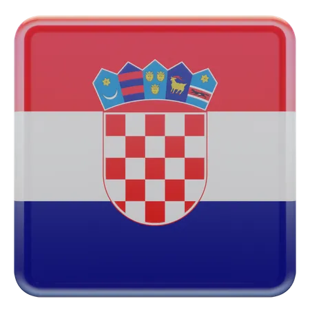 Bandeira Quadrada da Croácia  3D Icon