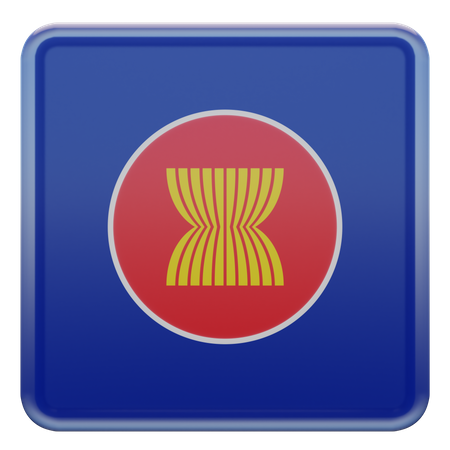 Bandeira Quadrada da Associação das Nações do Sudeste Asiático  3D Icon