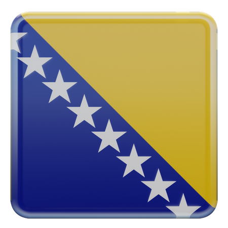 Bandeira quadrada da Bósnia e Herzegovina  3D Icon