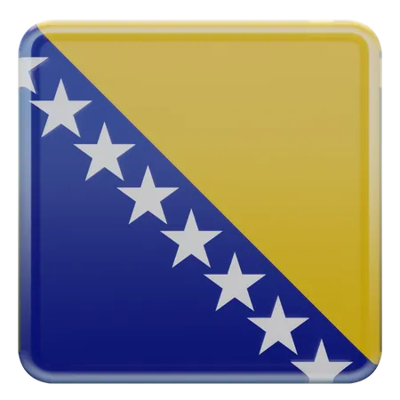 Bandeira quadrada da Bósnia e Herzegovina  3D Icon