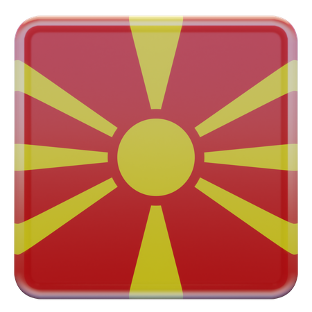 Bandeira quadrada da Macedônia do Norte  3D Icon