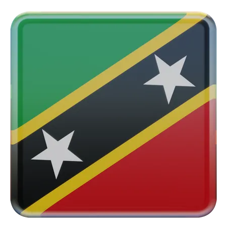 Bandeira quadrada de São Cristóvão e Nevis  3D Icon
