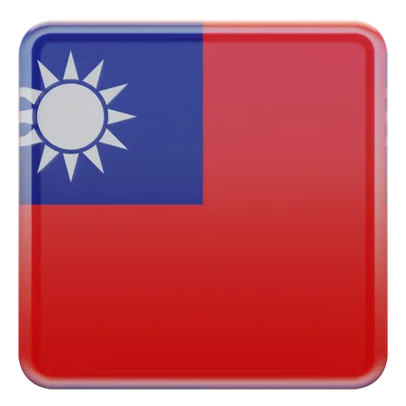 Bandeira quadrada da República da China de Taiwan  3D Icon